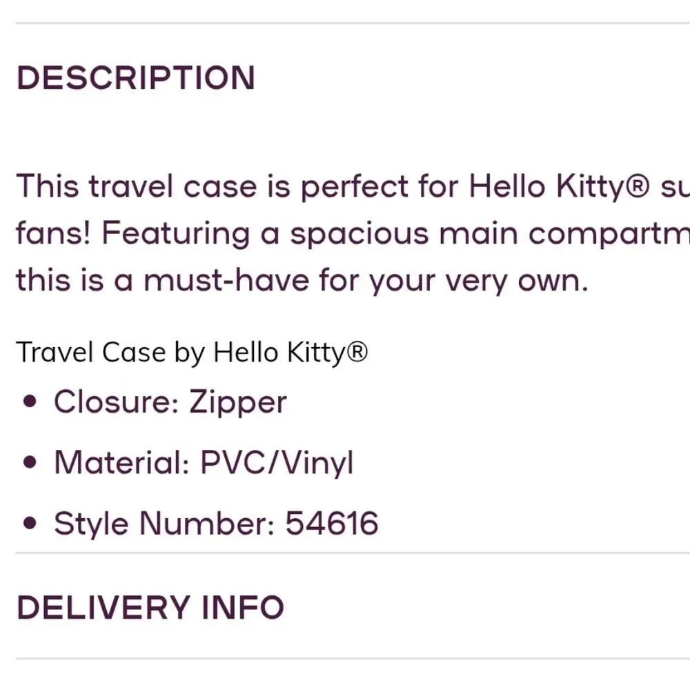 Hello‎ Kitty Logo Glitter Infused Cosmetic Bag